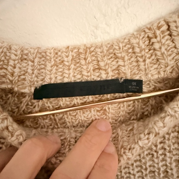 Jenni Kayne Recycled Cashmere Fisherman’s Sweater Tan 1x - Picture 7 of 7